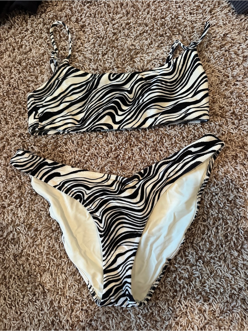 triangl swimwear Zebra Print Black and White Bikini Set